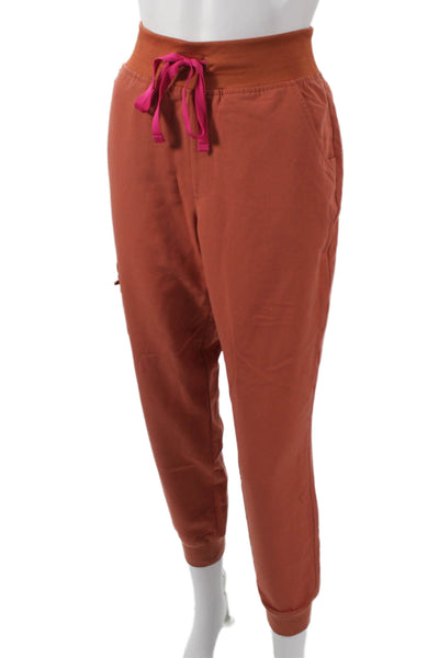 Figs Womens Two Piece Scrub Set V-Neck Short Sleeve Orange Polyester Size XS