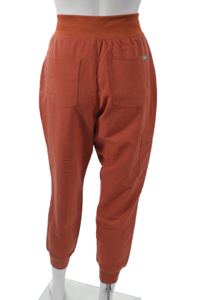 Figs Womens Two Piece Scrub Set V-Neck Short Sleeve Orange Polyester Size XS