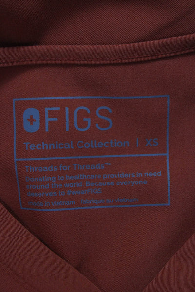 Figs Womens Two Piece Scrub Set V Neck Short Sleeve Orange Polyester Size XS