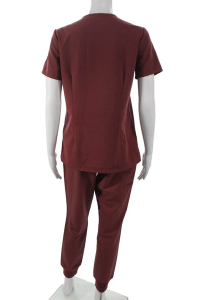 Figs Womens Two Piece Set Red Polyester V-Neck Short Sleeve Size XS