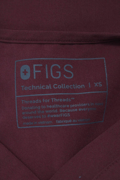 Figs Womens Two Piece Set Red Polyester V-Neck Short Sleeve Size XS