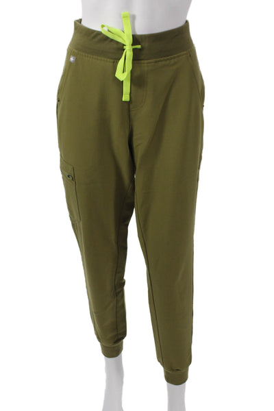 Figs Womens Two Piece Scrub Set Green V Neck Short Sleeve Polyester Size XS