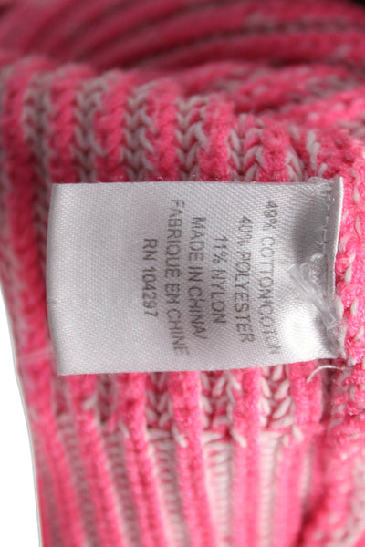 Milly Womens Pink Striped Cotton Crew Neck Pullover Sweater Long Sleeve Size M
