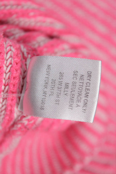 Milly Womens Pink Striped Cotton Crew Neck Pullover Sweater Long Sleeve Size M