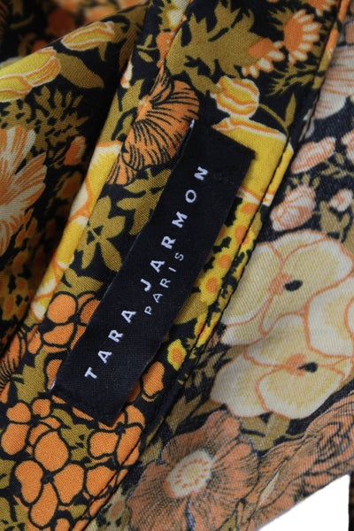 Tara Jarmon Women Viscose Floral Collared Long Sleeve Blouse Yellow Size 36