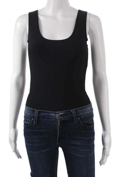 Commando Women One Piece Scoop Neck Sleeveless Micro Modal Bodysuit Black Size S