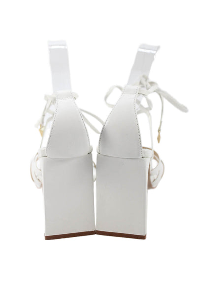 Schutz Women's Pointed Toe Strappy Ankle Wrap Sandals White Size 8.5