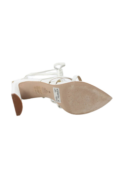 Schutz Women's Pointed Toe Strappy Ankle Wrap Sandals White Size 8.5