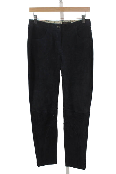 Habsburg Women Suede Blue Solid Pants Size S