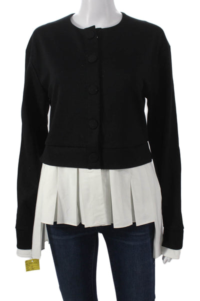 Meimeij Women Black Viscose Crew Neck Solid Long Sleeve Sweater Size 38