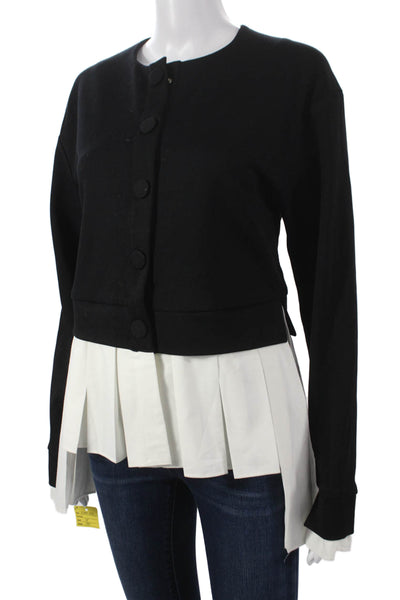 Meimeij Women Black Viscose Crew Neck Solid Long Sleeve Sweater Size 38