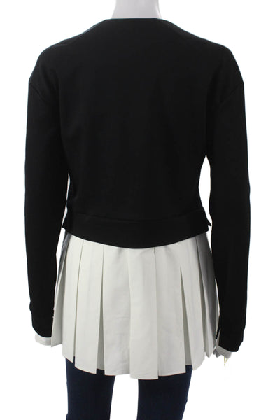 Meimeij Women Black Viscose Crew Neck Solid Long Sleeve Sweater Size 38