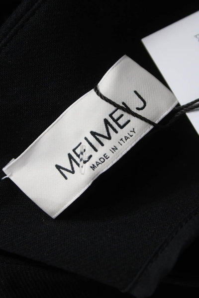 Meimeij Women Black Viscose Crew Neck Solid Long Sleeve Sweater Size 38