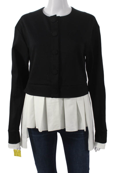 Meimeij Women Cardigan Black Viscose Round Neck Long Sleeve Size 46