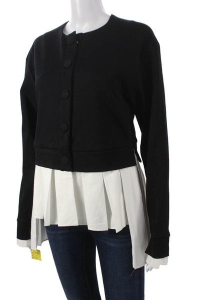 Meimeij Women Cardigan Black Viscose Round Neck Long Sleeve Size 46