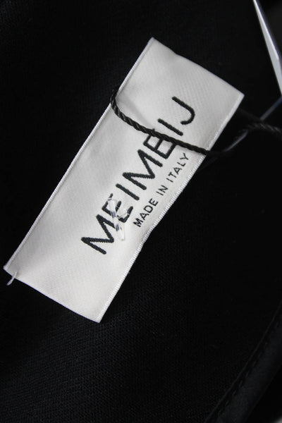 Meimeij Women Cardigan Black Viscose Round Neck Long Sleeve Size 46