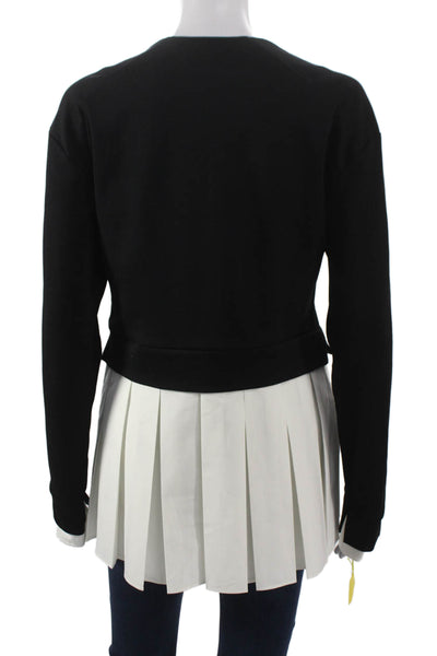 Meimeij Women Black Viscose Cardigan Long Sleeve Round Neck Size 40
