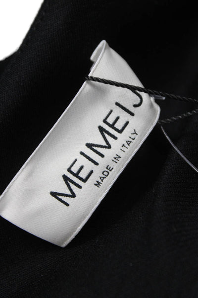 Meimeij Women Black Viscose Cardigan Long Sleeve Round Neck Size 40