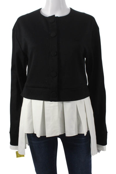 Meimeij Women Cardigan Black Viscose Round Neck Solid Long Sleeve Fall Size 42