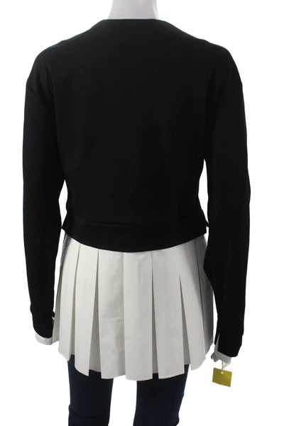 Meimeij Women Cardigan Black Viscose Round Neck Solid Long Sleeve Fall Size 42