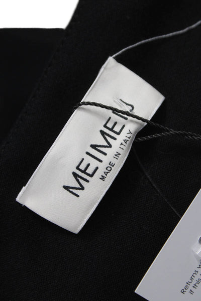 Meimeij Women Cardigan Black Viscose Round Neck Solid Long Sleeve Fall Size 42