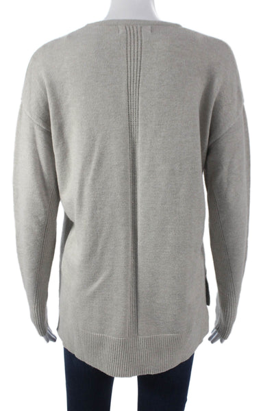 Renuar Women V-Neck Pullover Sweater Gray Long Sleeve Petites Size S