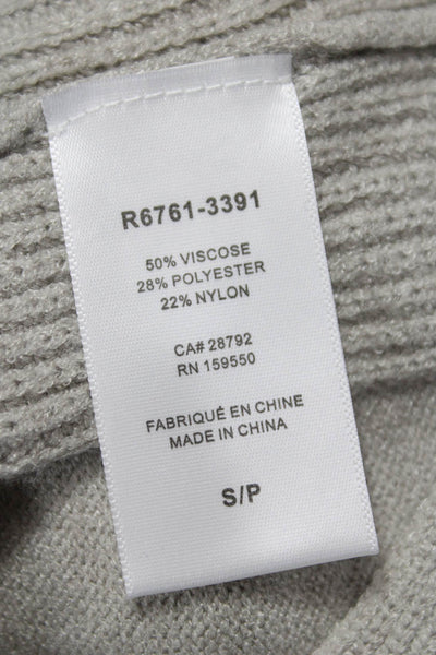 Renuar Women V-Neck Pullover Sweater Gray Long Sleeve Petites Size S