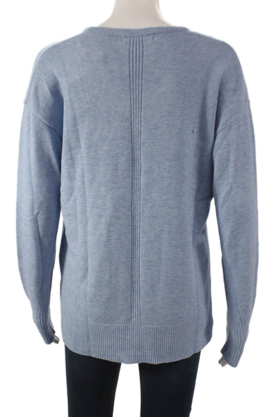 Renuar Women V-Neck Pullover Long Sleeve Blue Viscose Solid Fall Size XS