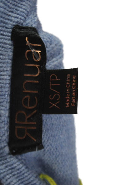 Renuar Women V-Neck Pullover Long Sleeve Blue Viscose Solid Fall Size XS
