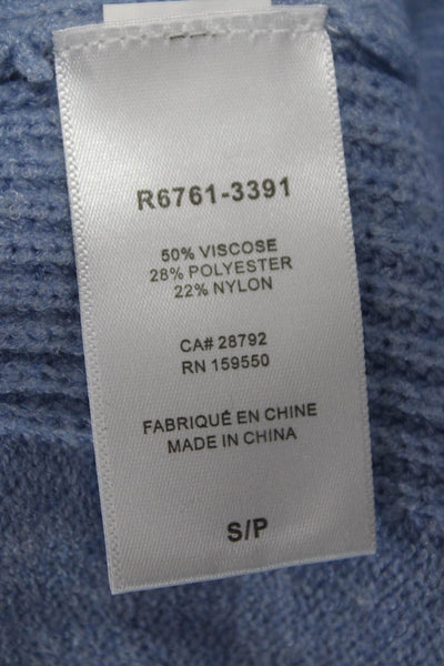 Renuar Womens V-Neck Blue Pullover Sweater Long Sleeve 50% Viscose Size S