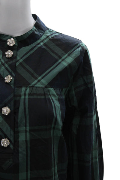 J Crew Womens Plaid Cotton Collared Blouse Button Long Sleeve Size S