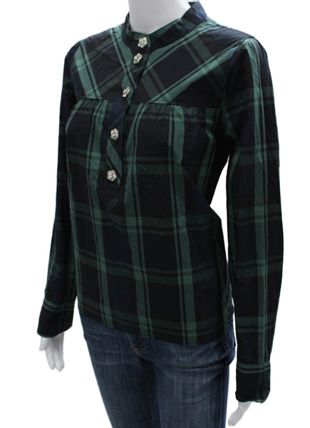J Crew Womens Plaid Cotton Collared Blouse Button Long Sleeve Size S