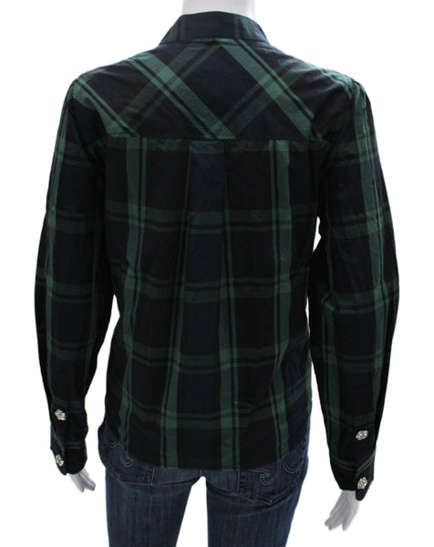 J Crew Womens Plaid Cotton Collared Blouse Button Long Sleeve Size S