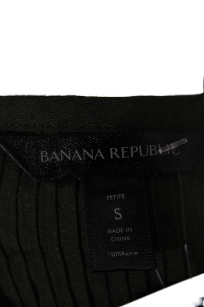 Banana Republic Women Tunic Green Ramie Short Sleeve Round Neck Size S