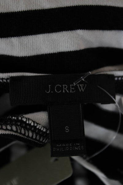 J Crew Women Striped Cotton Basic T-Shirt Black Short Sleeve Size S