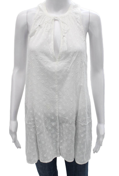 J Crew Womens Tunic Tank Halter Floral Cotton Sleeveless White Size XS