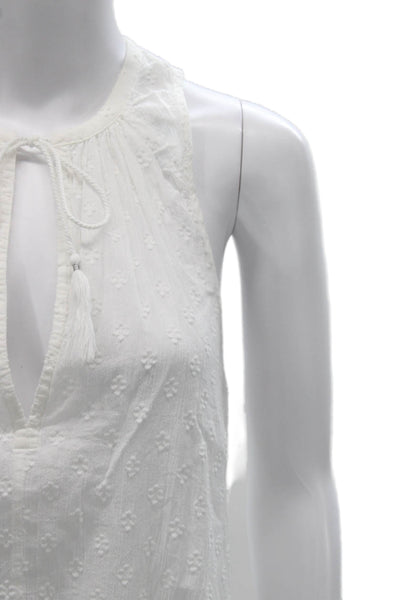 J Crew Womens Tunic Tank Halter Floral Cotton Sleeveless White Size XS
