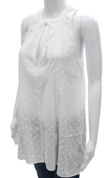 J Crew Womens Tunic Tank Halter Floral Cotton Sleeveless White Size XS