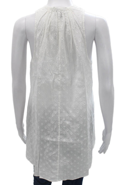 J Crew Womens Tunic Tank Halter Floral Cotton Sleeveless White Size XS