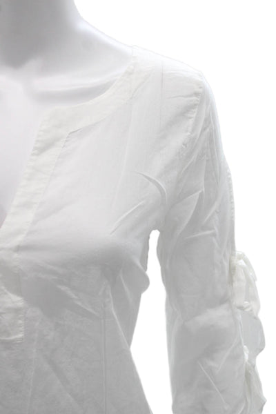 J Crew Women Tunic Cotton V-Neck White 3/4 Sleeve Size XS
