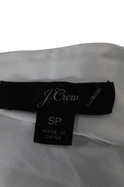 J Crew Womens White Cotton V Neck Long Sleeve Tie Basic Blouse Size PS