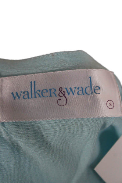 Walker & Wade Womens Basic Blue Polyester V Neck Long Sleeve Blouse Size S