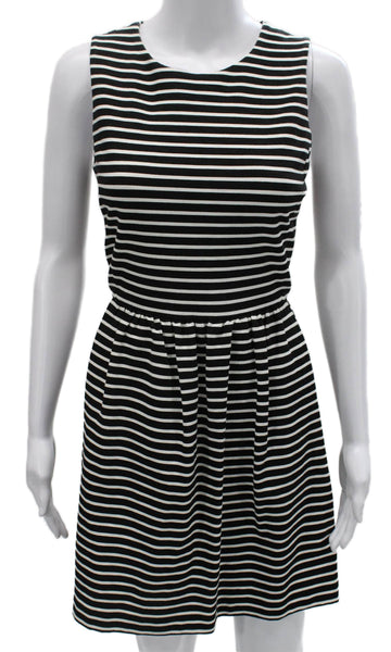 J Crew Womens Fit & Flare Black Striped Sleeveless Knee Length Dress Size XS