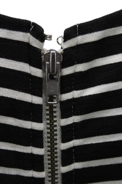 J Crew Womens Fit & Flare Black Striped Sleeveless Knee Length Dress Size XS