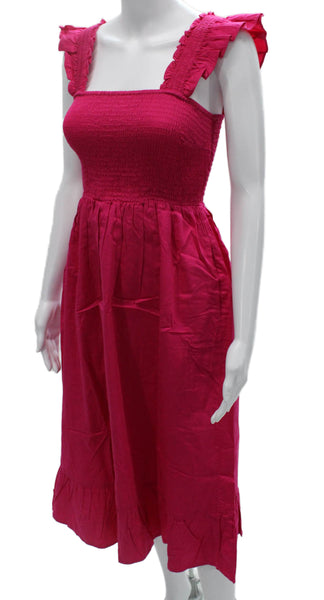 The Drop Womens Sundress Pink Square Neck Sleeveless Knee Length Cotton Size XS