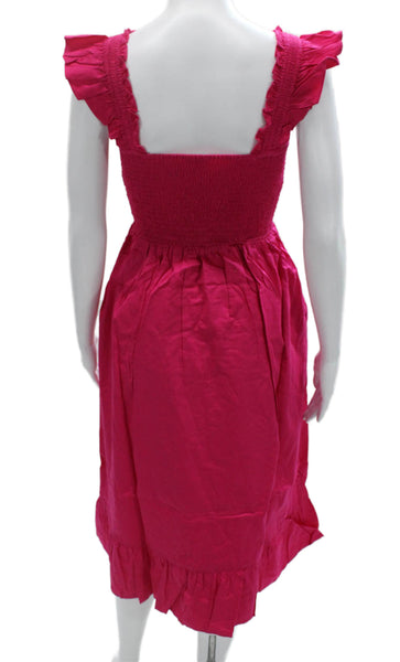 The Drop Womens Sundress Pink Square Neck Sleeveless Knee Length Cotton Size XS