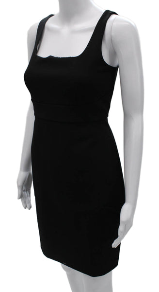 J Crew Women Black Sheath Dress Square Neck Sleeveless Knee Length Zip Size 4P