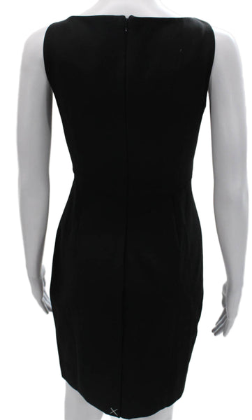 J Crew Women Black Sheath Dress Square Neck Sleeveless Knee Length Zip Size 4P
