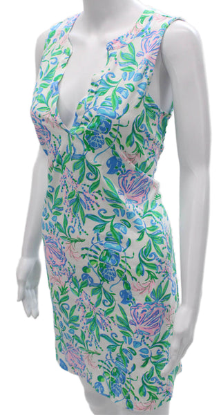 Lilly Pulitzer Women Floral V-Neck Sleeveless Shift Dress Multicolor Size S
