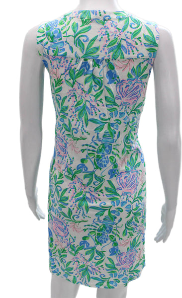 Lilly Pulitzer Women Floral V-Neck Sleeveless Shift Dress Multicolor Size S